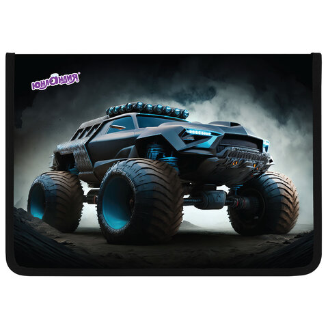 Папка для труда на молнии ЮНЛАНДИЯ А4, 1 отделение, откидная планка, органайзер, "Space driver", 273396