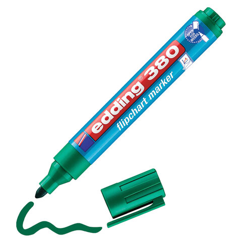 Маркеры для бумажного флипчарта EDDING 380, НАБОР 4 ЦВЕТА, НЕПРОПИТЫВАЮЩИЕ, 1,5-3 мм, E-380/4S
