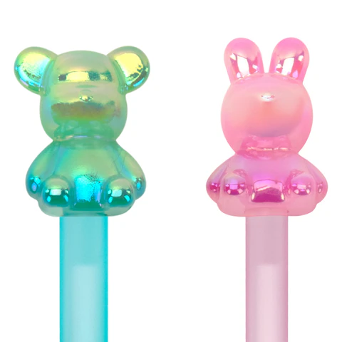 Ручка с акриловым топпером шариковая FUNSTER (ФАНСТЕР) "BEAR&BUNNY", СИНЯЯ, ассорти, пишущий узел 0,7 мм, линия письма 0,35 мм, 144372