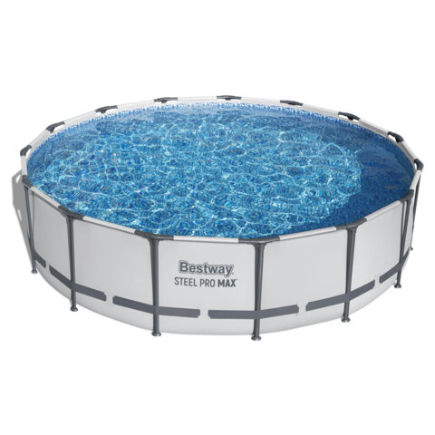 Каркасный бассейн, фильтр-насос 3028 л/ч, лестница, тент "Steel Pro Max" 457х107 см, 14970 л, усиленный каркас, BESTWAY, 56488