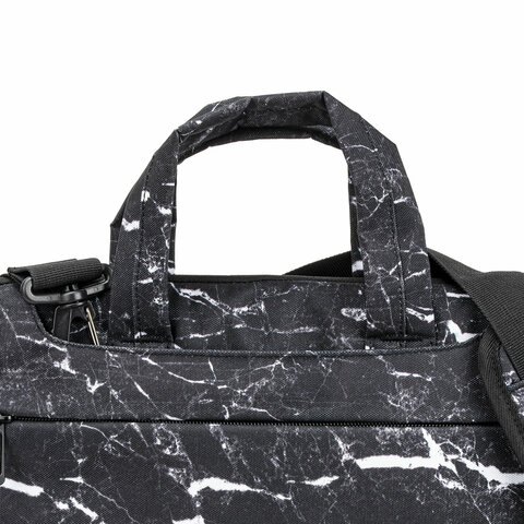 Сумка портфель BRAUBERG STYLE с отделением для ноутбука 13-14", 3 кармана, "Marble", черная, 26х36х3 см, 270835