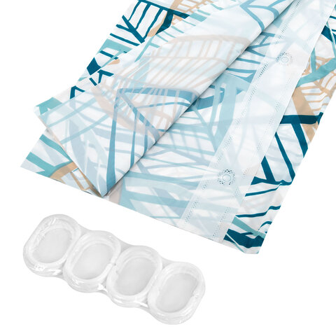 Шторка для ванной PEVA, 180х180 см, кольца в комплекте, 3 дизайна ассорти, РАСТЕНИЯ, PRIMILA (ПРИМИЛА), 700076