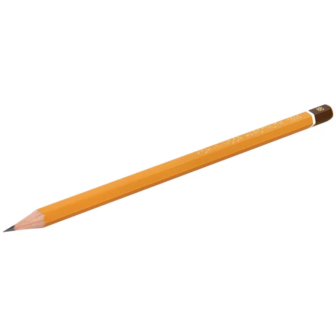 Карандаш чернографитный KOH-I-NOOR 1500, 1 шт., 8B, корпус желтый, заточенный, 150008B01170RU