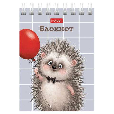 Блокнот МАЛЫЙ ФОРМАТ А7, 40 л., гребень, картон, клетка, HATBER, "Хорошо быть ёжиком", 081183, 40Б7В1гр