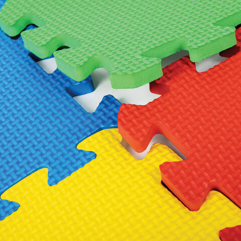 Коврик-пазл напольный 0,9х0,9 м мягкий "Зверушки", 9 частей 30х30 см, толщина 1 см, ЮНЛАНДИЯ, 664666