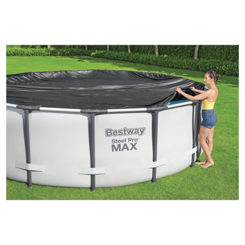 Тент для бассейнов каркасных и с надувным бортом "Fast Set", диаметр 305 см (D 305 см), BESTWAY, 58036