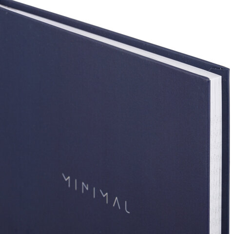 Блокнот А5 134х206 мм, 80 л., твёрдый, клетка, BRAUBERG "Minimal", синий, 116439