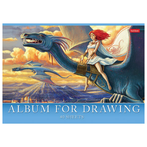 Альбом для рисования, А4, 40 л., скоба, обложка картон, HATBER, 205х290 мм, "Ассорти_Выпуск №2", 074748, 40А4В