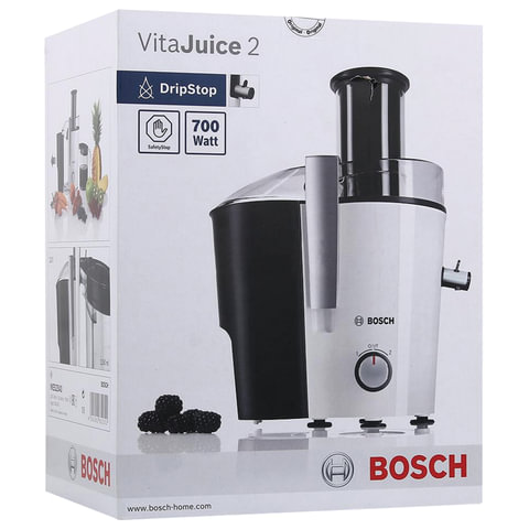 Соковыжималка BOSCH MES25A0, 700 Вт, стакан 1,25 л, емкость для жмыха 2 л, пластик, серая