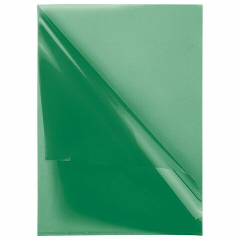 Папка-уголок прозрачная А4 BRAUBERG UNIVERSAL, зеленая, 0,10 мм, 273048