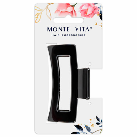 Краб для волос 8,5 см, глянцевый, чёрный, MONTE VITA (МОНТЕ ВИТА), 457000