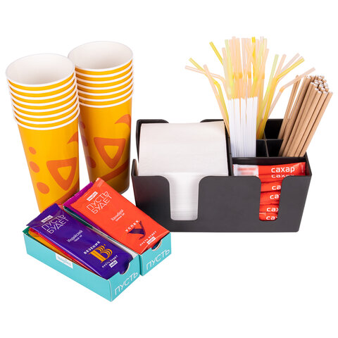 Подставка органайзер барный (шесть отделений) для салфеток, сахара, размешивателей, зубочисток, трубочек, ложечек, LAIMA, 608100