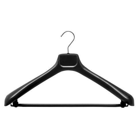 Вешалка-плечики, размер 48-50, пластик, анатомическая, перекладина, крючки для бретелей, черный, С024/С044