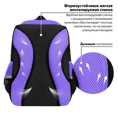 Рюкзак BRAUBERG STAR, 1 отделение, 5 карманов, "Spaceshake", черный, 40x29x13 см, 273131