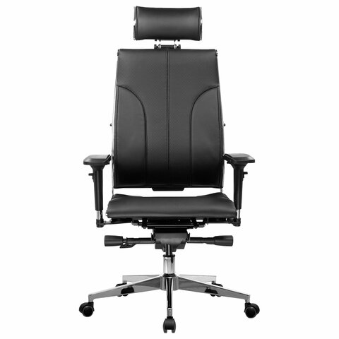 Кресло МЕТТА "Move" B2-10D, 2D-спинка, 3D-подголовник, 4D-подлокотники, экокожа, черное