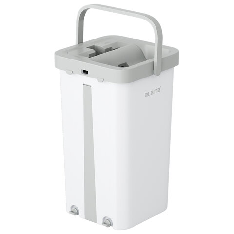 Швабра с отжимом и ведром 12л/9л двухкамерное, 2 насадки микрофибра, карманы с 2-х сторон, рукоятка 134-154см белый NeoMop XL, LAIMA,609149