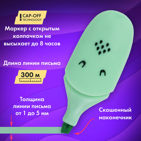 Набор текстовыделителей мини 12 ЦВЕТОВ BRAUBERG KIDS "CUTE CATS", линия 1-5 мм, 152437