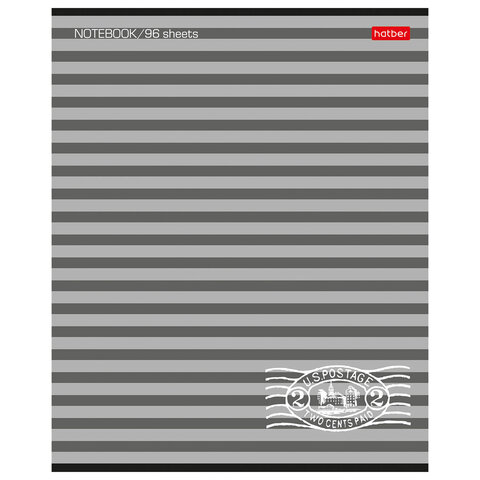 Тетрадь А5, 96 л., HATBER, скоба, линия, обложка картон, "ПОЛОСОЧКИ" (микс), 033678, 96Т5B2
