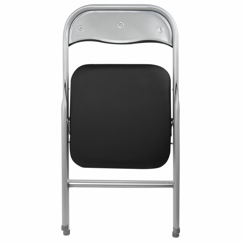 Стул складной BRABIX "Golf CF-007", серебристый каркас, кожзам чёрный, 532891