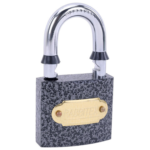 Замок навесной чугунный "Влагонепроницаемый", ширина 38 мм, полимерное покрытие, английский, 3 ключа, RABBITEX (РАББИТЕКС), 671296