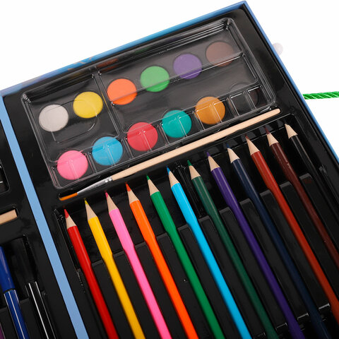 Набор ЮНОГО ХУДОЖНИКА "ОРЕЛ" для рисования и творчества в кейсе ЮНЛАНДИЯ, 75 предметов, 665674