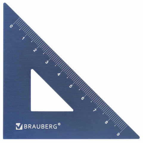 Набор чертежный металлический BRAUBERG (линейка 15 см, 2 треугольника, транспортир), 210816