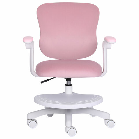 Кресло детское с подставкой для ног BRABIX "Sky MG-206", велюр, розовое, 533154