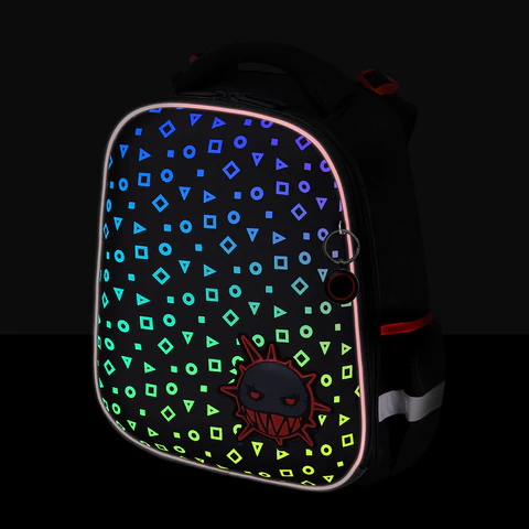 Ранец BRAUBERG LUMINOUS, 2 отделения, с брелоком, "Danger", СВЕТЯЩИЙСЯ РИСУНОК, 38х29х16 см, 272069