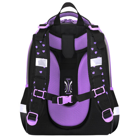 Ранец BRAUBERG SHINY, 2 отделения, с брелком, Pretty face, 38х28х14 см, 273142