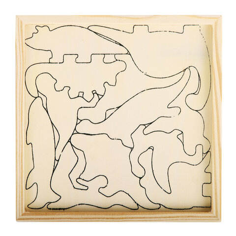 Пазл деревянный развивающий для детей "Динозавры", 17х17 см, BRAUBERG KIDS, 665252