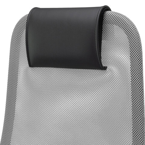 Кресло офисное МЕТТА "SU-B-8" хром, ткань-сетка, сиденье мягкое, светло-серое