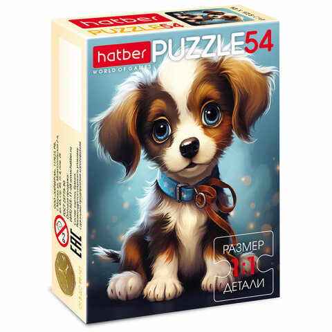 Пазл картонный 54 элемента "Милые мордашки", АССОРТИ, 175х130 мм, HATBER