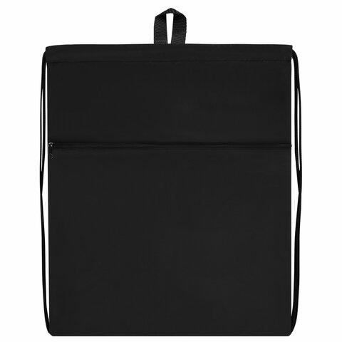 Мешок для обуви BRAUBERG БОЛЬШОЙ, с ручкой, карман на молнии, сетка, 49х41 см, "Total Black", 273453