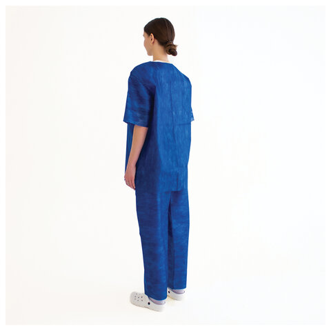 Костюм хирургический синий (рубашка и брюки) 56-58 р., спанбонд 42 г/м2, ГЕКСА