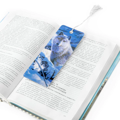 Закладка для книг с линейкой 3D-ОБЪЕМНАЯ BRAUBERG, "Белый волк", с декоративным шнурком, 125752