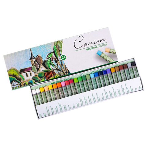 Пастель масляная художественная "Сонет", 24 цвета, круглое сечение, Невская Палитра, 7041156