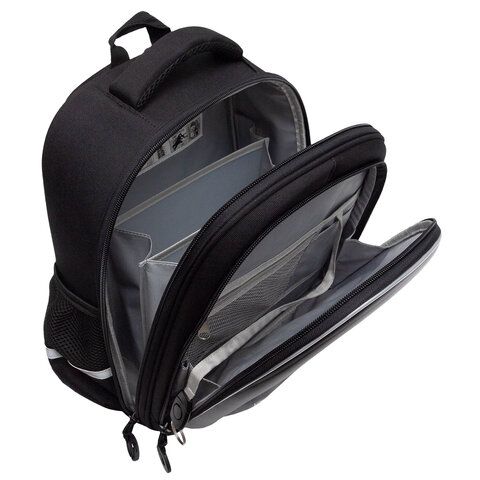 Ранец GRIZZLY анатомическая спинка, c бейджем, для мальчиков, "BLACK CAR", 36х28х20 см, RAz-587-7/1