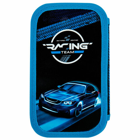 Пенал ЮНЛАНДИЯ, 2 отделения, картон с эффектом soft-touch, 19х11 см, "Speed race", 272264