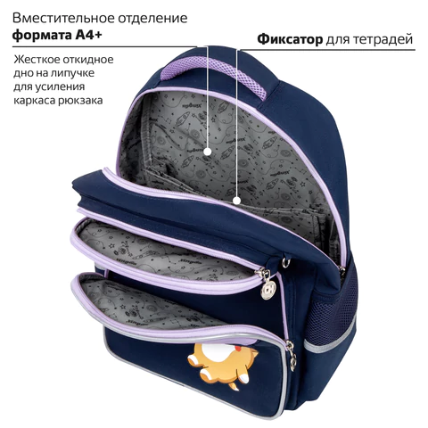 Рюкзак ЮНЛАНДИЯ COMPLETE, с пеналом в комплекте, эрго-спинка, "Bored cat", 42х29х14 см, 272055