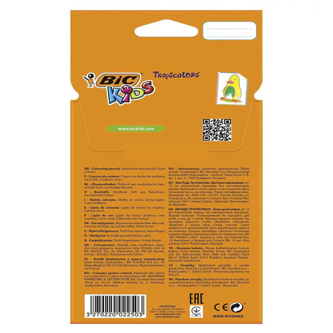 Карандаши цветные BIC "Tropicolors", 12 цветов, шестигранные, 83256610
