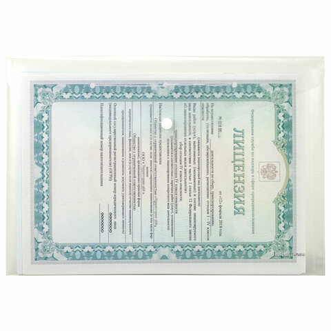 Папка-конверт с кнопкой ERICH KRAUSE "Fizzy Clear", А4, до 120 листов, прозрачная, 0,12 мм, 50172