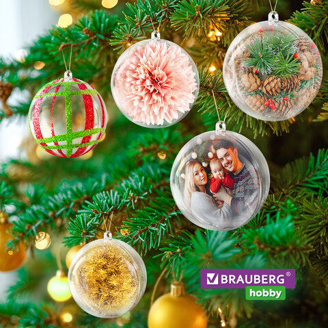 Пластиковые шары для поделок, 12 см, 2 шт., BRAUBERG HOBBY, 665396