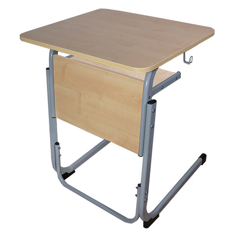 Стол-парта 1-местный регулируемый "Атлант", 600х500х520-640 мм, рост 2-4, серый каркас, ЛДСП клён