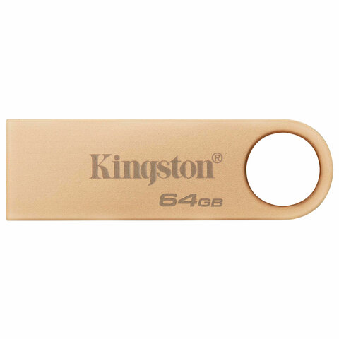 Флеш-диск 64 GB, KINGSTON DataTraveler SE9 G3 USB 3.2, металлический корпус, золотой, DTSE9G3/64GB