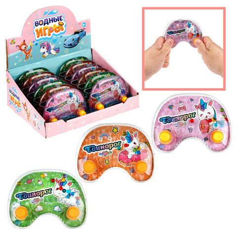 Водный тетрис мячики "Единороги" 13,5х10х3,2 см, АССОРТИ, 3 вида, дисплей, 1TOY, Т26503
