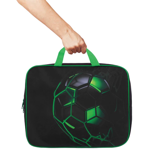 Папка на молнии с ручками BRAUBERG KIDS А4, 1 отделение, полиэстер, 80 мм, "Green ball", 272123