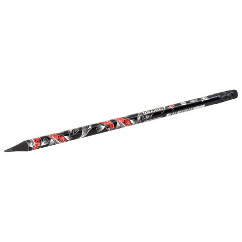 Карандаш чернографитный с принтом BRAUBERG "FISH KOI", 1 шт., HB, с ластиком, корпус ассорти, 182027