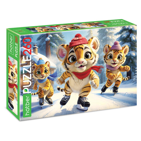 Пазл картонный "ЗИМНИЕ РАДОСТИ " 260 элементов АССОРТИ, 220х330 мм, HATBER