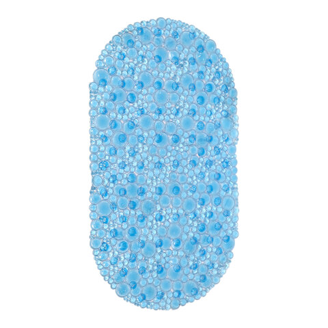 Коврик для ванны противоскользящий 68х37 см, "Пузыри", овальный, прозрачно-голубой, ПВХ, PRIMILA (ПРИМИЛА), 700381