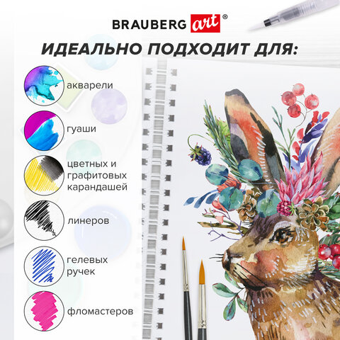 Скетчбук, 4 типа бумаги (акварельная, белая, черная, крафт) 146х204 мм, 60 л., гребень, BRAUBERG ART DEBUT, АНИМЕ, 115066